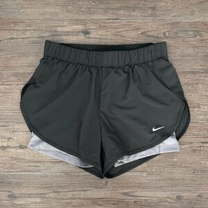 NIKE FLEX LINED RUNNING SHORTS BLACK GREY WOMENS MEDIUM